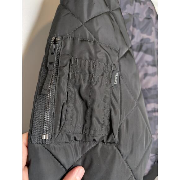 Express Men's Bomber Jacket Size Medium Camo Black - Picture 5 of 6